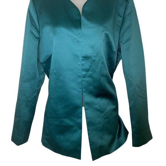 Miscreants Satin Peacock Blue Blazer UK 12 US 8 Lime Green Lining Sample Piece - Picture 5 of 5